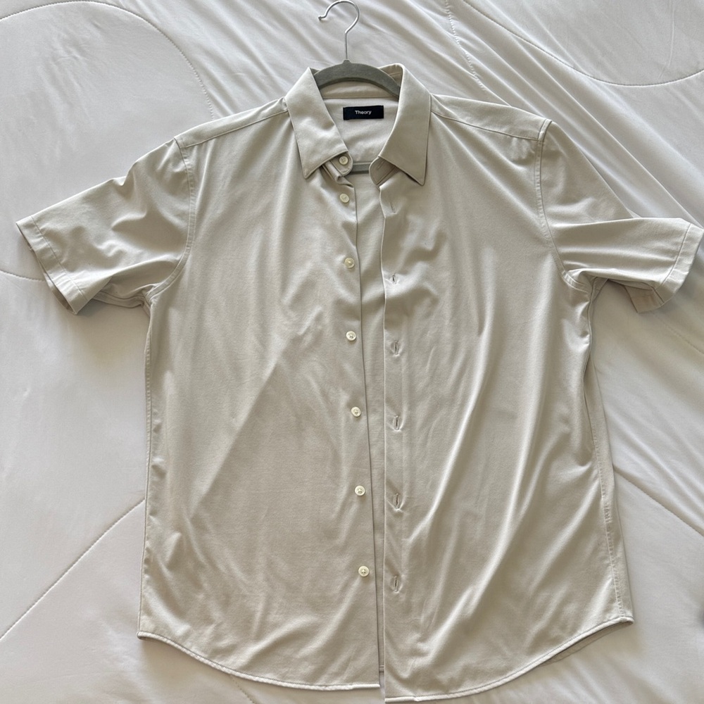 Theory Men's Beige Button-Down Shirt